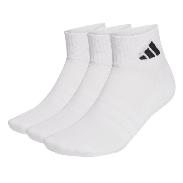 adidas Unisex Quarter Socken, 3er Pack - Cushioned Sportswear Ankle Socks, Logo, gepolstert, einfarbig Weiß 37-39