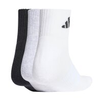 adidas Unisex Quarter Socken, 3er Pack - Cushioned Sportswear Ankle Socks, Logo, gepolstert, einfarbig Schwarz/Grau/Weiß 40-42