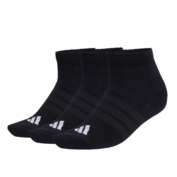 adidas Unisex Sneaker Socks, 3-pack - Cushioned Essentials Low Socks, Logo, Padded, Solid Color Black 37-39 (UK 4.5-6)