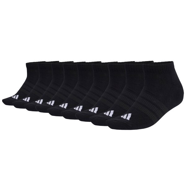 adidas Unisex Sneakersocken, 9er Pack - Cushioned Essentials Low Socks, Logo, gepolstert, einfarbig Schwarz 37-39