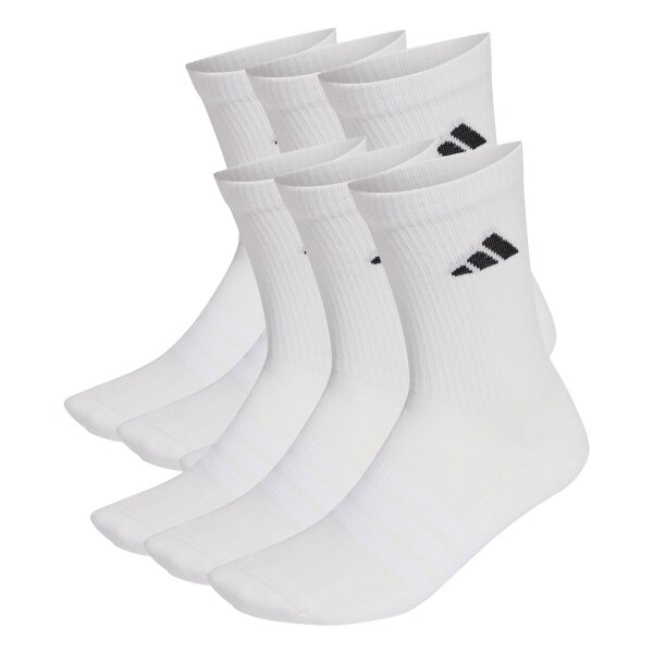 adidas Unisex Socks, 6-pack - Cushioned Crew Socks, Logo, padded, Solid Color White 40-42 (UK 6-8)