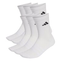 adidas Unisex Socken, 6er Pack - Cushioned Crew Socks, Logo, gepolstert, einfarbig Weiß 40-42