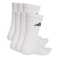 adidas Unisex Socken, 6er Pack - Cushioned Crew Socks, Logo, gepolstert, einfarbig Weiß 37-39