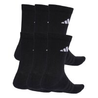 adidas Unisex Socks, 6-pack - Cushioned Crew Socks, Logo, padded, Solid Color Black 37-39 (UK 4.5-6)