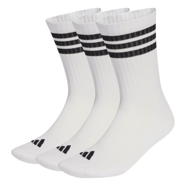 adidas Unisex Socks, 3-pack - 3-Stripes Cushioned Sportswear Crew Socks, Logo, Stripe, Cushioned White 40-42 (UK 6-8)