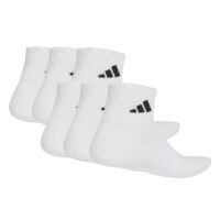 adidas Unisex Quarter Socken, 6er Pack - Cushioned Essentials Ankle Socks, Logo, gepolstert, einfarbig Weiß 40-42
