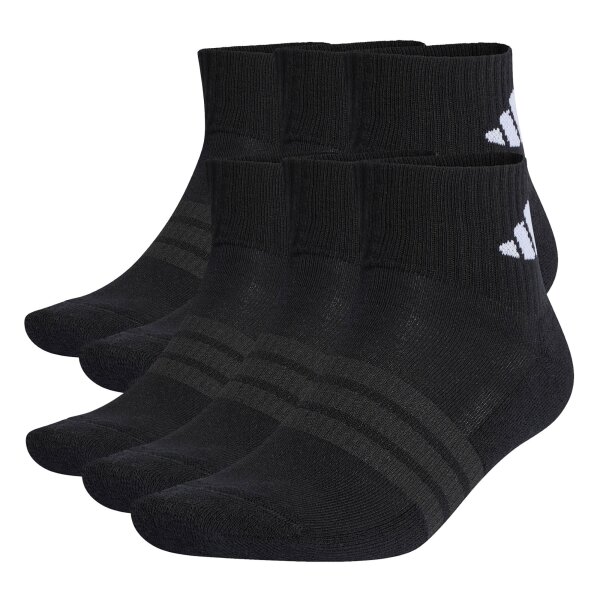 adidas Unisex Quarter Socks, 6-pack - Cushioned Essentials Ankle Socks, logo, padded, solid color Black 40-42 (UK 6-8)
