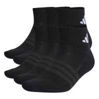 adidas Unisex Quarter Socks, 6-pack - Cushioned Essentials Ankle Socks, logo, padded, solid color Black 40-42 (UK 6-8)