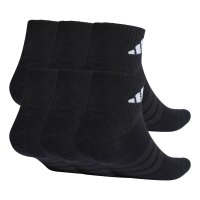 adidas Unisex Quarter Socks, 6-pack - Cushioned Essentials Ankle Socks, logo, padded, solid color Black 40-42 (UK 6-8)