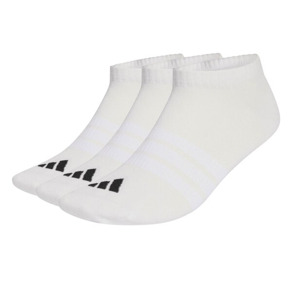 adidas Unisex Sneakersocken, 3er Pack - Thin & Light Sportswear Low Cut Socks, Logo, einfarbig Weiß 40-42