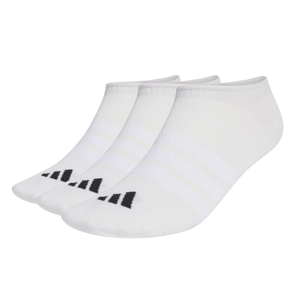 adidas Unisex Sneaker Socken, 3er Pack - Thin & Light Sportswear No-Show Socks, Logo, einfarbig Weiß 40-42