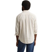 GANT Mens Shirt - Regular Cotton Linen Stripe Shirt, linen-cotton blend, striped Beige M (Medium)