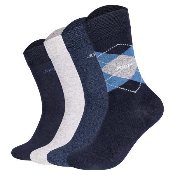 JOOP! Unisex socks, pack of 4 – Premium Essential Socks in Box, gift box, logo Dark Blue/Grey 39-42 (UK 6-8)