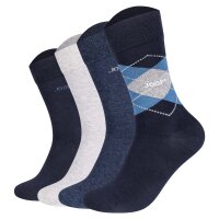 JOOP! Unisex Socken, 4er Pack - Premium Essential Socks in Box, Geschenkbox, Logo Dunkelblau/Grau 39-42