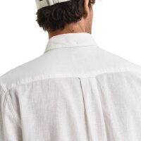 GANT Herren Hemd - Regular Cotton Linen Shirt, Leinen-Baumwoll-Mix, einfarbig Weiß M