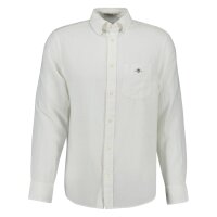 GANT Mens Shirt - Regular Cotton Linen Shirt, linen-cotton blend, plain colour White M (Medium)