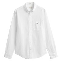 GANT Mens Shirt - Regular Cotton Linen Shirt, linen-cotton blend, plain colour White M (Medium)