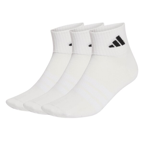 adidas Unisex Quarter Socken, 3er Pack - Thin & Light Sportswear Ankle Socks, Logo, einfarbig Weiß 37-39