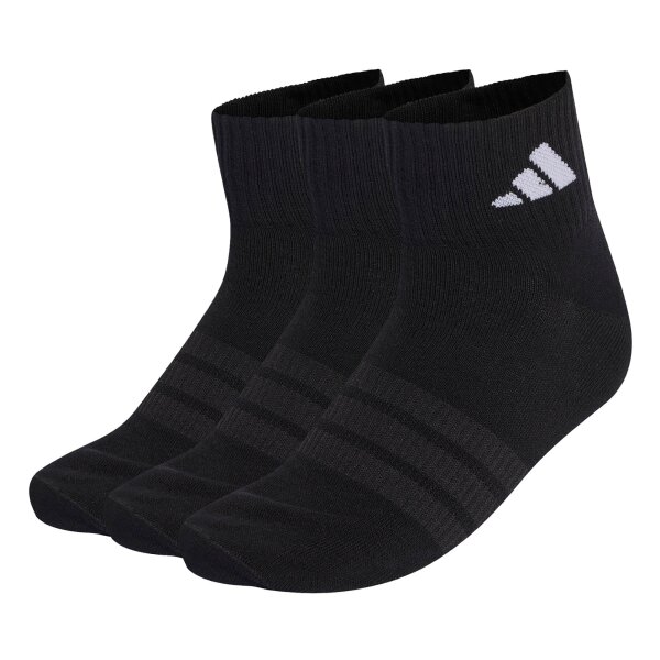 adidas Unisex Quarter Socken, 3er Pack - Thin & Light Sportswear Ankle Socks, Logo, einfarbig Schwarz 37-39
