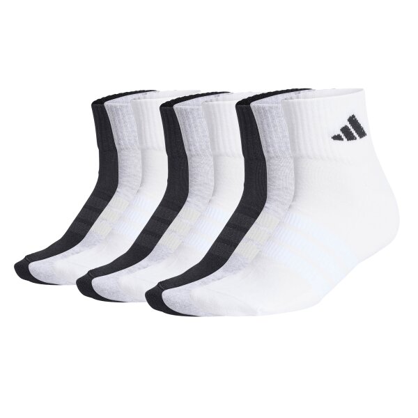 adidas Unisex Quarter Socks, 9-pack - Cushioned Sportswear Ankle Socks, logo, padded, solid color Black/Grey/White 37-39 (UK 4.5-6)