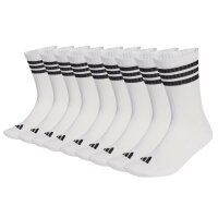 adidas Unisex Socks, 9-pack - 3-Stripes Cushioned Sportswear Crew Socks, Logo, Stripe, Cushioned White 37-39 (UK 4.5-6)