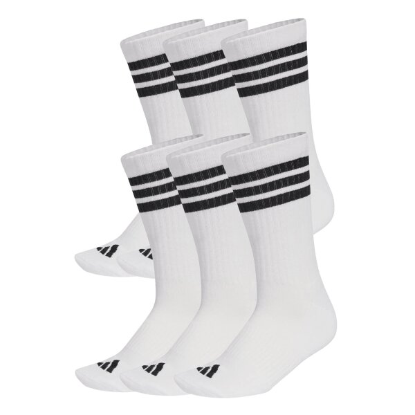 adidas Unisex Socks, 6-pack - 3-Stripes Essentials Cushioned Crew, Logo, Stripe, Cushioned White 40-42 (UK 6-8)