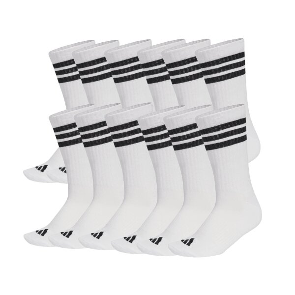 adidas Unisex Socks, 12-pack - 3-Stripes Essentials Cushioned Crew, Logo, Stripe, Cushioned White 37-39 (UK 4.5-6)