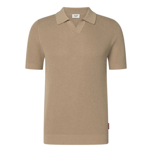 JOOP! JEANS Men Knitted Polo Shirt - Adrianor, Polo Collar, Cotton, Waffle Knit Beige M (Medium)