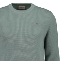 GANT Mens Knitted Jumper with Round Neck - Micro Textured Cotton C-Neck, Cotton Eucalyptus (Ceramic Grey) L (Large)