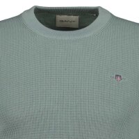 GANT Mens Knitted Jumper with Round Neck - Micro Textured Cotton C-Neck, Cotton Eucalyptus (Ceramic Grey) L (Large)