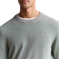 GANT Mens Knitted Jumper with Round Neck - Micro Textured Cotton C-Neck, Cotton Eucalyptus (Ceramic Grey) L (Large)