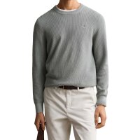 GANT Herren Stirckpullover mit Rundhals - Micro Textured Cotton C-Neck, Baumwolle Eukalyptus (Ceramic Grey) M