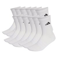 adidas Unisex Socks, 12-pack - Cushioned Crew Socks, Logo, padded, Solid Color White 40-42 (UK 6-8)