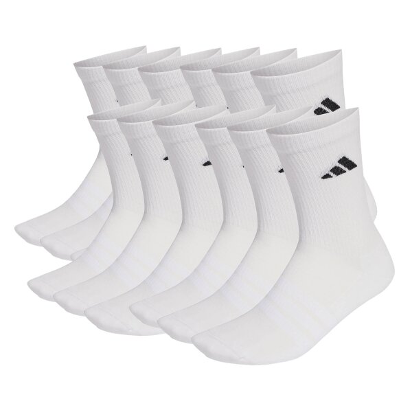 adidas Unisex Socks, 12-pack - Cushioned Crew Socks, Logo, padded, Solid Color White 37-39 (UK 4.5-6)