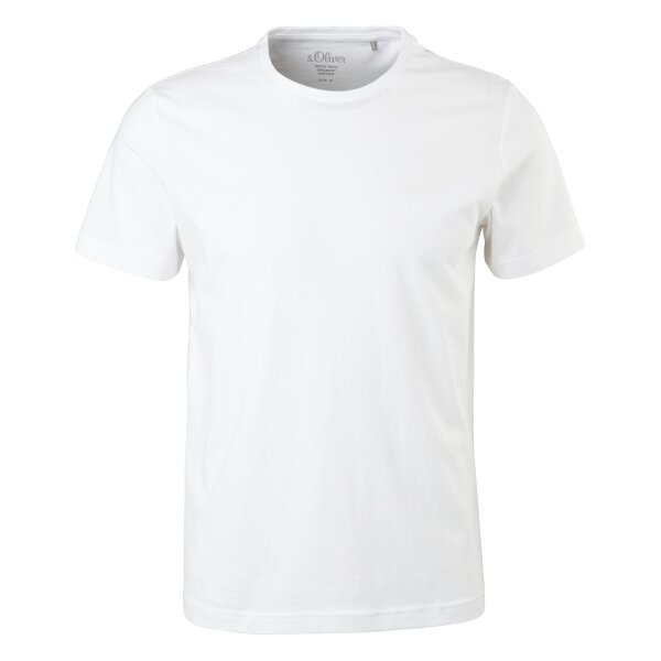 s.Oliver Herren T-Shirt - Basic, Rundhals, Baumwolle, einfarbig Weiß M
