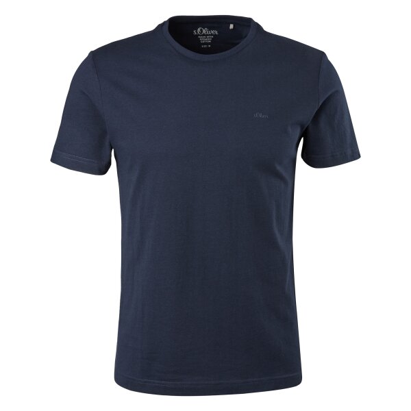 s.Oliver Men T-shirt – basic, round neck, cotton, plain colour Dark Blue M (Medium)