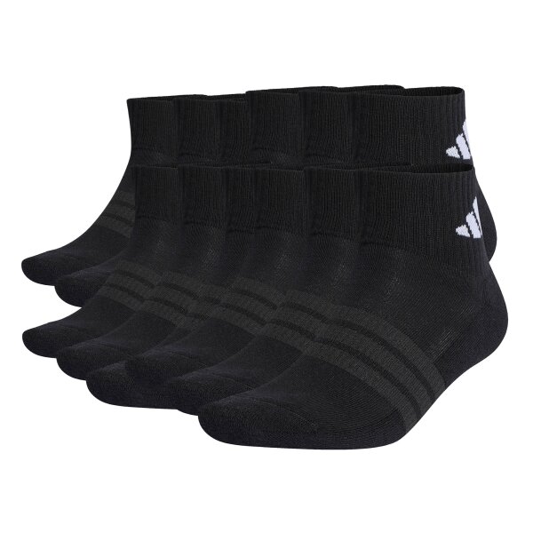 adidas Unisex Quarter Socken, 12er Pack - Cushioned Essentials Ankle Socks, Logo, gepolstert, einfarbig Schwarz 40-42