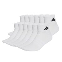 adidas Unisex Quarter Socks, 12-pack - Cushioned Essentials Ankle Socks, logo, padded, solid color White 40-42 (UK 6-8)