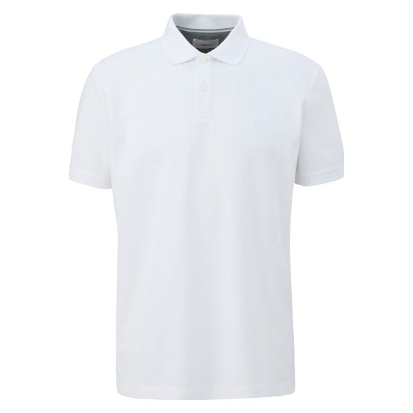 s.Oliver Herren Poloshirt - Basic, Polokragen, Baumwolle, einfarbig Weiß M