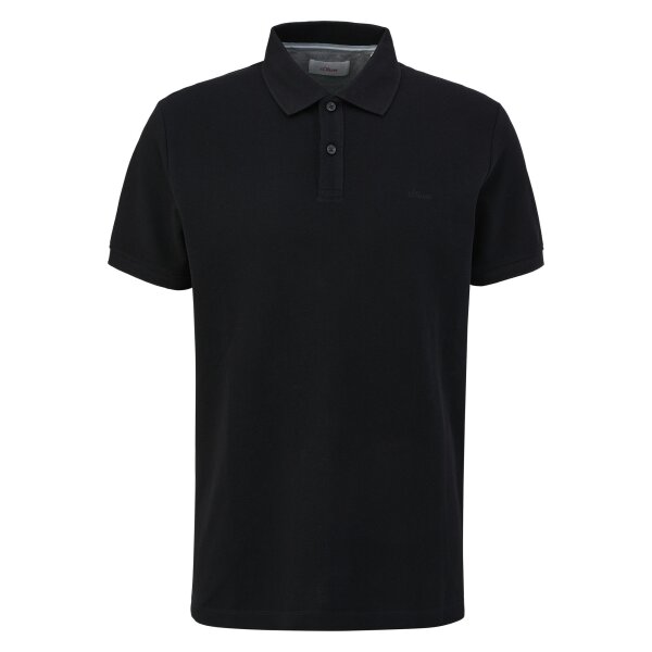 s.Oliver Herren Poloshirt - Basic, Polokragen, Baumwolle, einfarbig Schwarz M