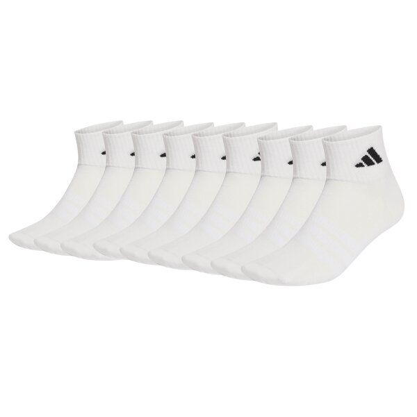 adidas Unisex Quarter Socken, 9er Pack - Thin & Light Sportswear Ankle Socks, Logo, einfarbig Weiß 37-39