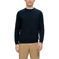s.Oliver Herren Strickpullover - Basic, Rundhals, Baumwolle, einfarbig Dunkelblau M
