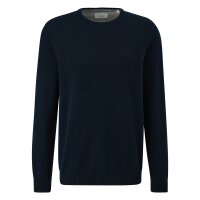 s.Oliver Men Knitted Jumper - Basic, Round Neck, Cotton, Plain Dark blue M (Medium)