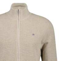 GANT Herren Stirckjacke mit Stehkragen - Micro Textured Cotton Zip Cardigan, Baumwolle Beige M