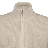 GANT Mens Cardigan with Stand-up Collar - Micro Textured Cotton Zip Cardigan, Cotton Beige M (Medium)