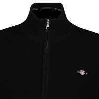 GANT Mens Cardigan with Stand-up Collar - Micro Textured Cotton Zip Cardigan, Cotton Black M (Medium)