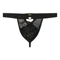 WOH Men G-String - Pure Seduction, lace, metal detail, transparent Black S (Small)