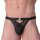 WOH Herren G-String - Pure Seduction, Spitze, Metalldetail, durchsichtig Schwarz S