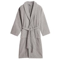 GANT Unisex Bademantel - JACQUARD HERRINGBONE ROBE, Schalkragen, Fischgrätmuster Grau S