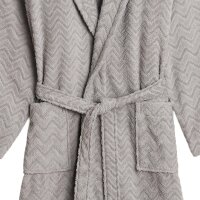 GANT Unisex Bathrobe - JACQUARD HERRINGBONE ROBE, shawl collar, herringbone pattern Grey S (Small)